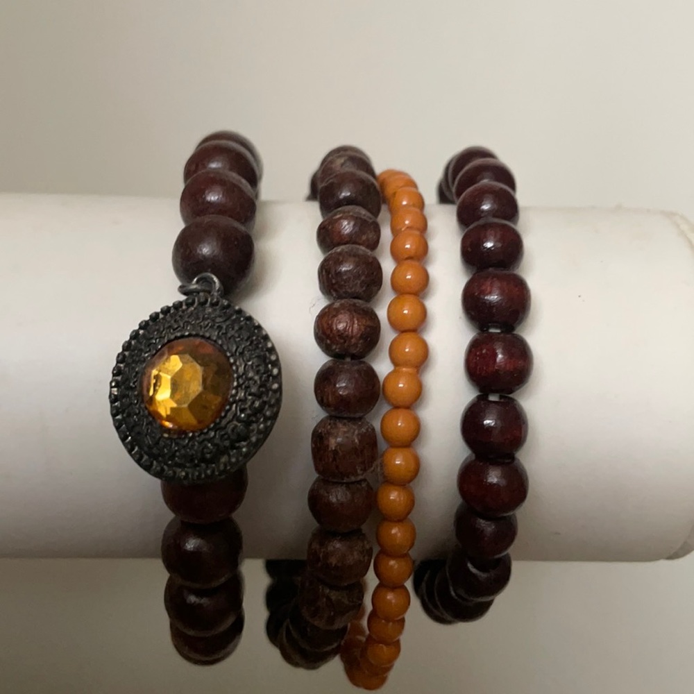 Set of wooden beaded bracelets